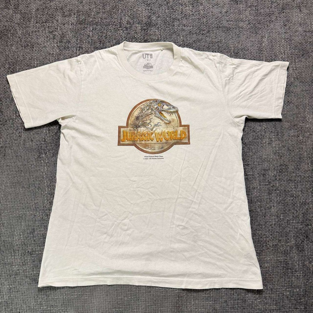 Uniqlo Hajime Sorayama Jurassic World T-Shirt Mens M White Robotic Graphic Tee